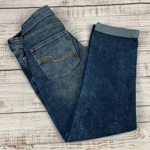 Levi Strauss Slim cuffed crop blue jeans Size 8 - Picture 11 of 16